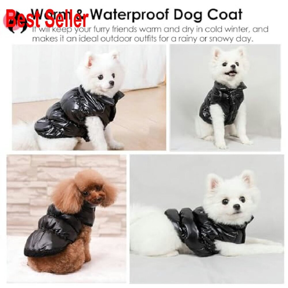 Waterproof Dog Puffer Jacket Fleece Lined Windproof Cold Weather Snowsuit - Picture 5 of 7